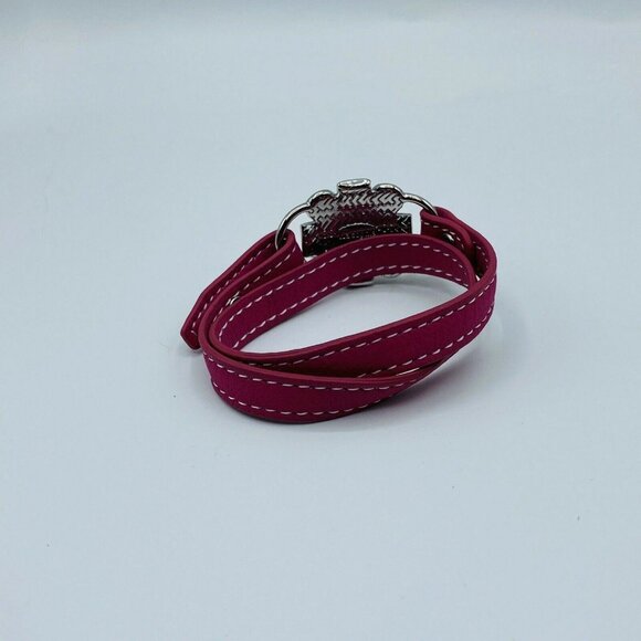 Lia Sophia Under Wraps Genuine Leather Bracelet Pink Hibiscus 6.5" -7" NWT - Picture 4 of 4